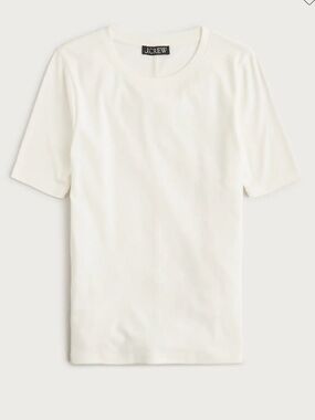 NWT J. Crew Refined Elbow Sleeve Crewneck Tee - ivory
